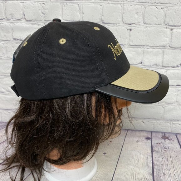 Vintage Hat Cap Strap Back Black Brown Bill Newfoundland Canada Embroidered - Picture 4 of 11